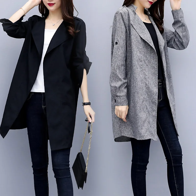 

Milinsus autumn Large size Women's clothing Fashion Slim casual Solid color elegance Long section Long sleeve No button coat