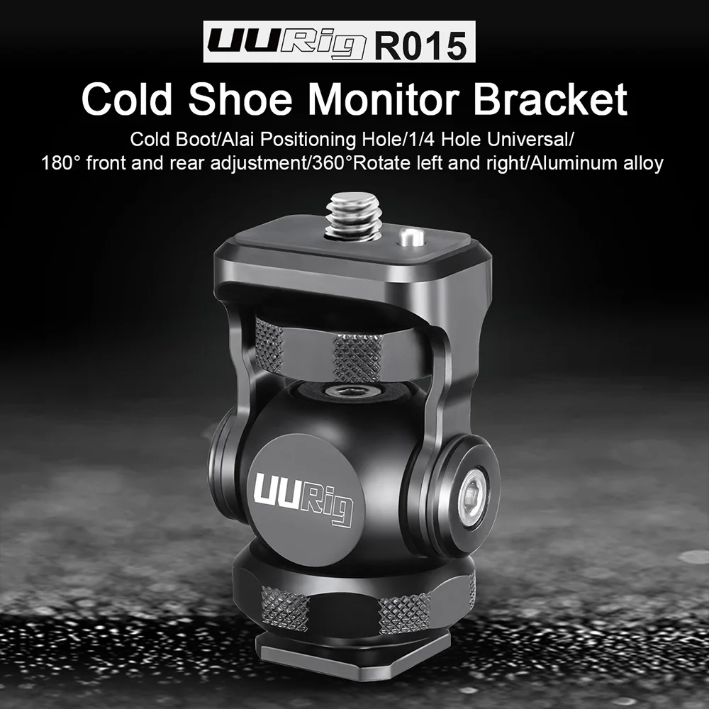 

UUrig R015 Vlogger Monitor Mount Adapter Cold Shoe Ballhead Monitor Bracket Mic Holder 1/4 Screw Camera Holders Stand Adjustable