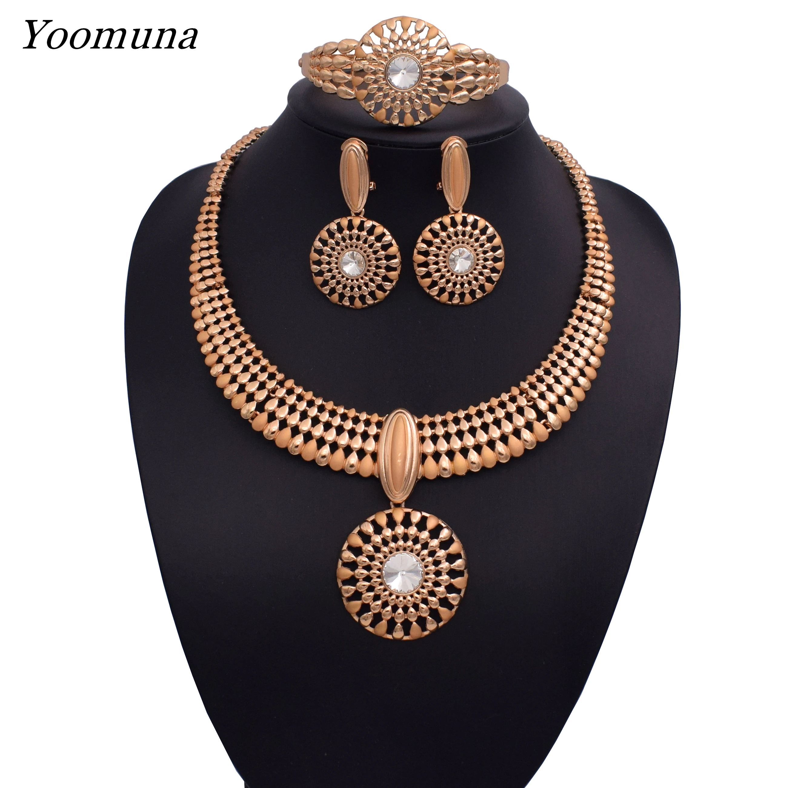 

2019 Fashion Luxury dubai jewellery sets african Wedding Bridal Jewelry Sets necklace jewellery sets for women