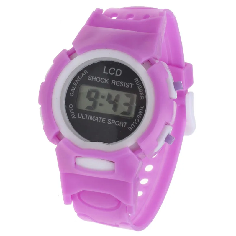Мода для мальчиков и девочек, студенческие часы, спортивные электронные цифровые наручные часы с ЖК-дисплеем, спортивные часы, розовые, черные детские часы
