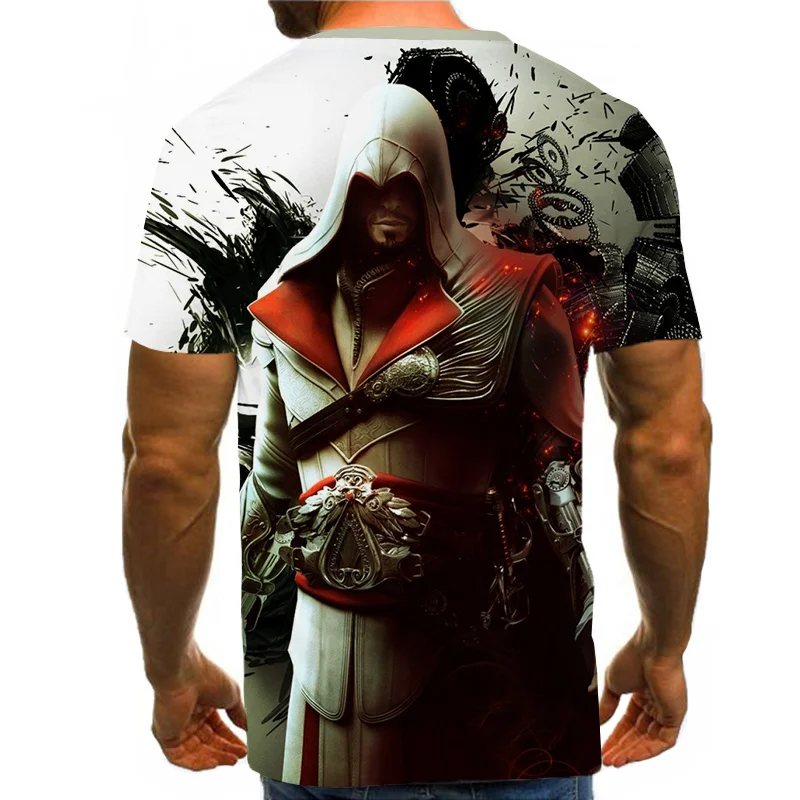 Лето, футболка с 3d принтом Assassin Creed, мужские футболки в стиле хип-хоп, аниме, топы для мужчин, косплей, Рождественская футболка
