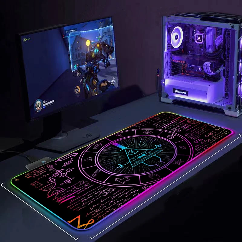 Gaming RGB MousePad Big Locking Edge Speed Game Gamer LED Mouse Pad Notebook Mat for CSGO Personality Mathematician Digital