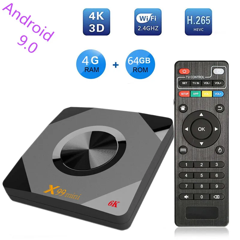 

X99 mini Smart Android 9.0 TV Box 4GB RAM 64GB 32GB 16GB Wifi Media player 4K for Google Youtube Set Top Box iptv subscription