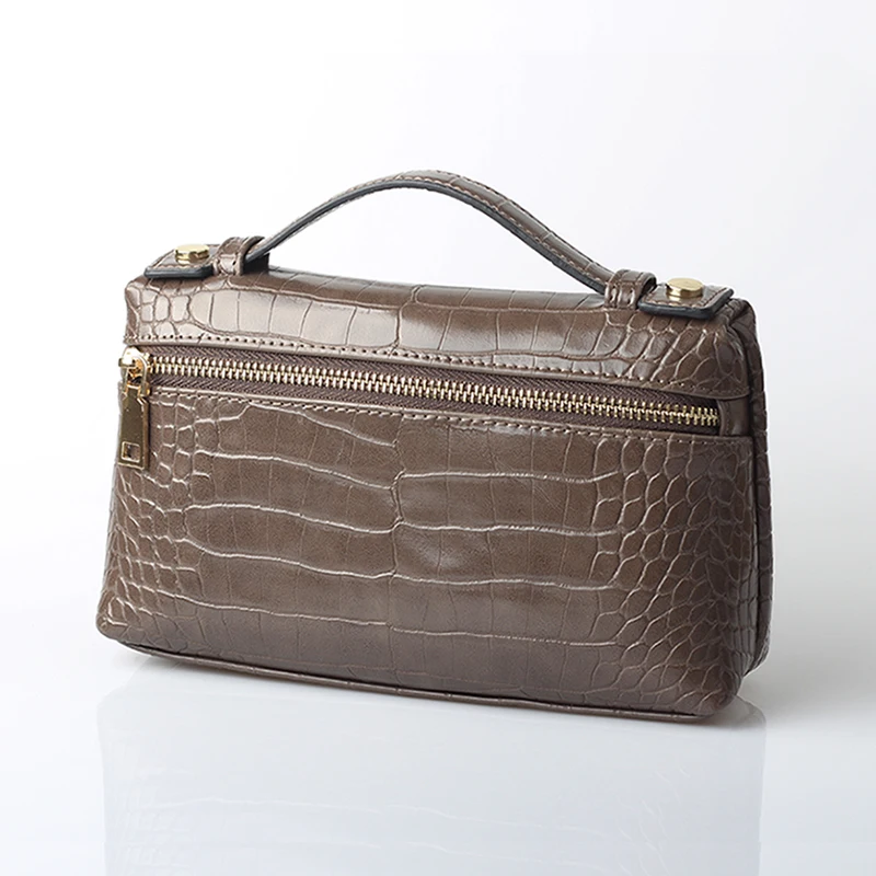 HIGHREAL индивидуальный дизайн с узором страуса из натуральной кожи сумки женские вечерние клатч сумка трендовая сумка - Color: Crocodile Moca  (L)