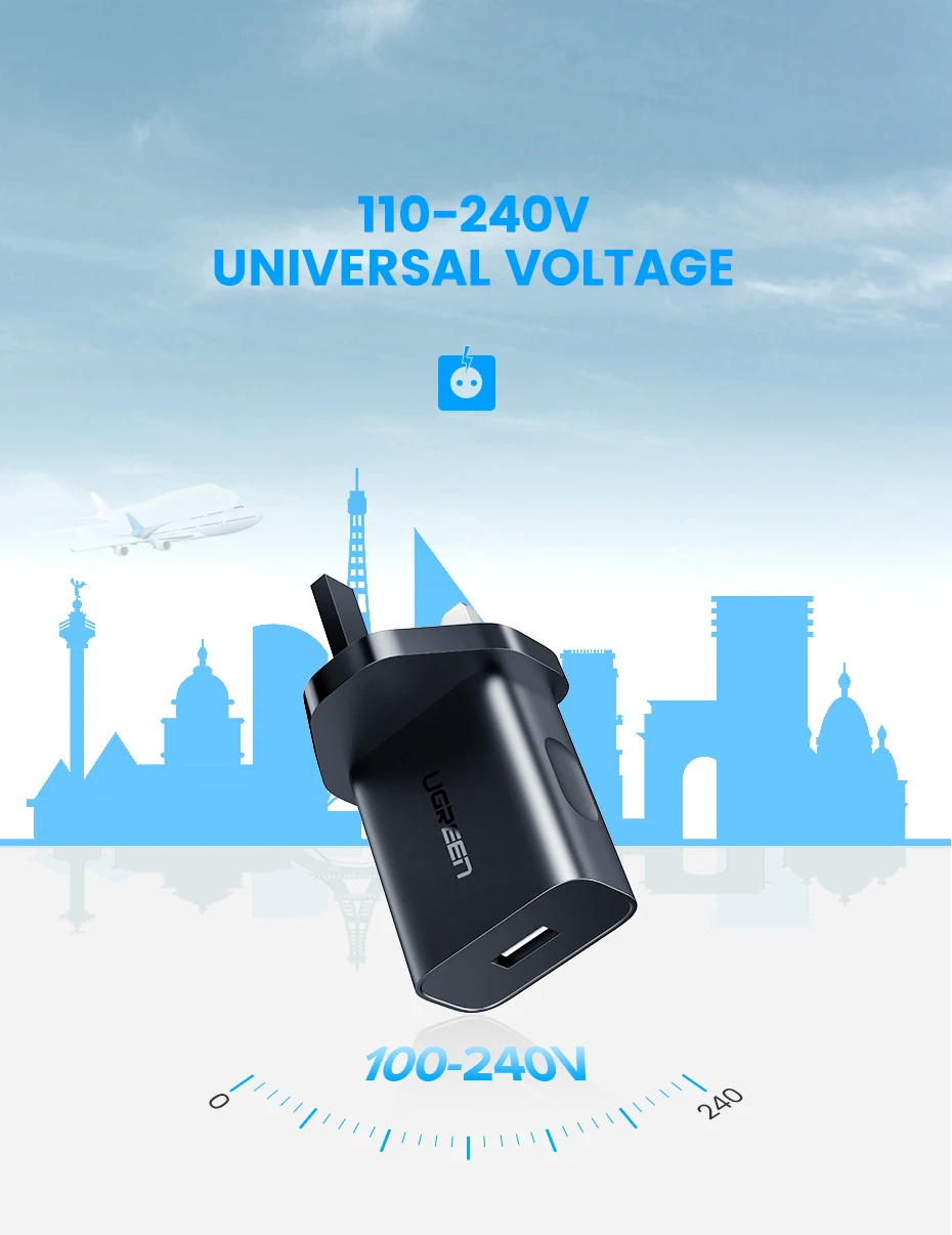 Ugreen Quick Charge 3,0 QC 18 W/US/UK USB Зарядное устройство QC3.0 быстро Зарядное устройство для samsung s10 Xiaomi iPhone huawei мобильного телефона Зарядное устройство