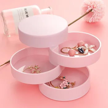 

Creative 360 degree Rotating Jewelry Storage Box Nordic Simple Desktop Rotating Multilayer Jewelry Jewelry Dust Box Storage Box