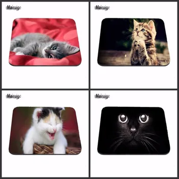 

Mouse Pad Cute Cat Square Black Best Custom Pad Lockless Gaming Desk Mat Office Computer PC Mousepad 22x18cm/25x20cm