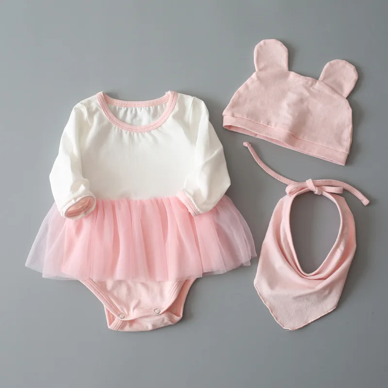 

Cross Border Autumn Newborns Onesie Baby out Clothes New Style Baby Romper INS Triangular Crawling Clothes Three-piece Set