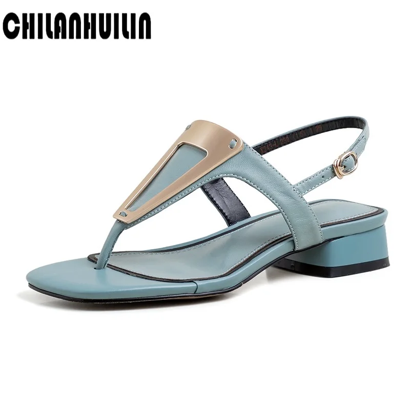 

2020 Hot fashion buckle genuine leather women shoes flip flops slippers women outdoor summer womans casual beach sandals woman