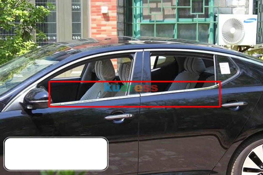 Для Kia Optima K5 2011 4 шт. нержавеющая сталь Боковая дверь подоконник отделка ремня Крышка автозапчасти элементы отделки автомобиля отделка окна