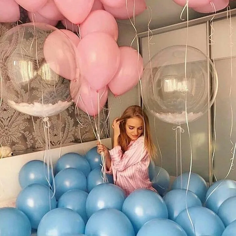 

5pcs Helium Bobo Balloons 10/18/24/36 Inch Transparent PVC Balloon Birthday Party Decoration Air Ballons Wedding Decor Favors