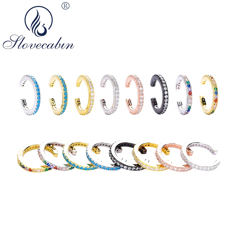 

Slovecabin France 925 Sterling Silver Single 1PCS Crystal Slim Sparkling Ear Cuff Simple Clear Zircon Clip Earring Women Jewelry