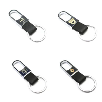 

3D Alloy Genuine Leather Car Keyring Emblem Badge Key Ring For Hyundai Toyota Ford Fiat Audi Skoda Renault Opel Chevrolet