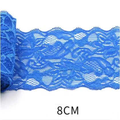 8 см спандекс кружево эластичное пошивное ремесло лента эластичная кружевная бейка африканская кружевная ткань вязаный материал DIY аксессуары для одежды - Цвет: Blue
