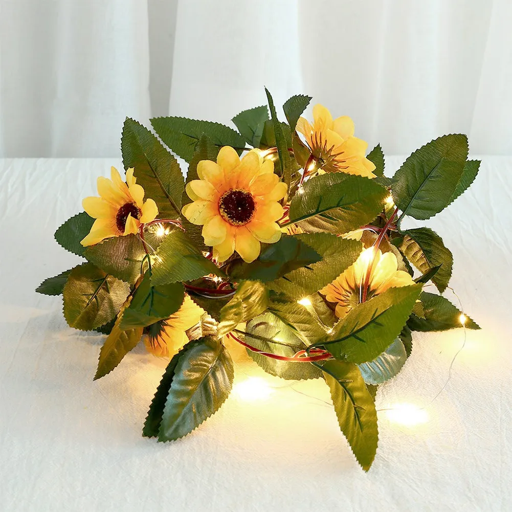 30LED String Lights Sunflower Copper Wire Fairy For Christmas Garland Indoor Wedding Artificial Flower Decoration Lamp | Освещение