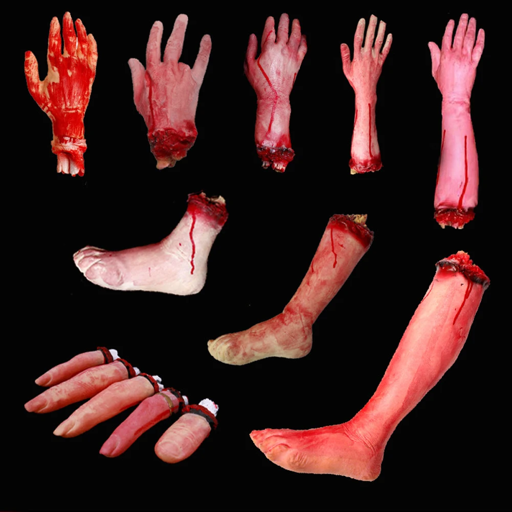 Совершенно кровавый ужас страшный Хэллоуин реквизит поддельные отрубленные руки ноги голова часть тела реалистичный реквизит праздничное украшения для косплея