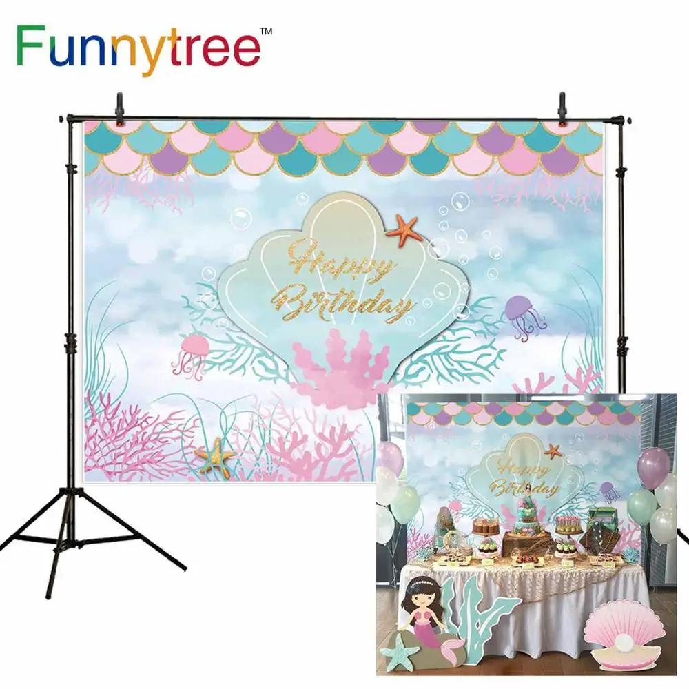 Funnytree Русалка фон для студийной фотосъемки маленькой принцессы на день рождения