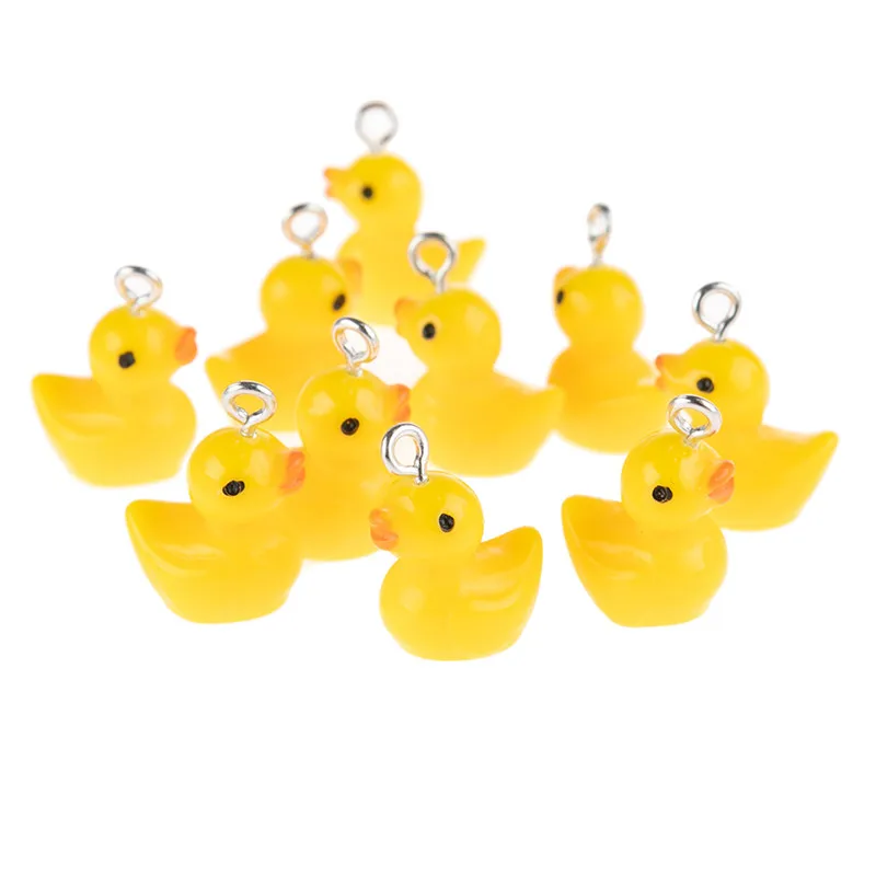 

10pcs Cute Little Yellow Duck Resin Pendants Jewelry Gifts Making DIY Keychain Jewerly Accessories For Woman