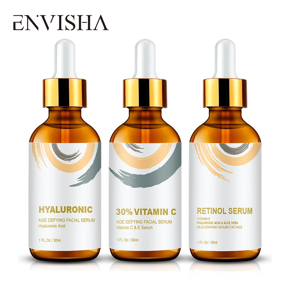 ENVISHA Face Care Serum Set Hyaluronic Acid Retinol Vitamin C Serum Whitening Moisturizing Essence Facial Skin Care Cosmetics