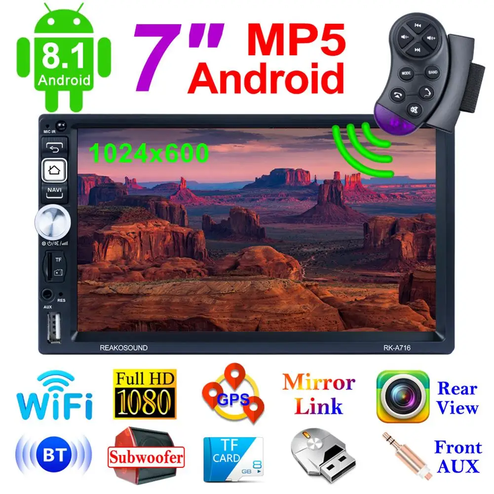 

Car MP5 RK-A716 7 Inches Car Radio Stereo GPS Navigation Bluetooth USB WIFI Car Multimedia Player Built-in GPS For Android