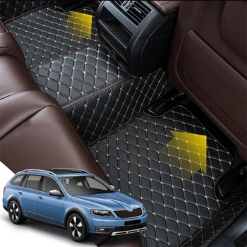

Car Floor Mats Set Leather Cover Mat Styling Foot Protector Pad Accessories For Skoda Octavia Combi Wagon 2018-2019 5 Seats LHD