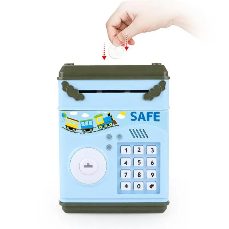 Electronic Piggy Bank ABS Safe Money Box for Children Digital Coins Cash ATM Machine Double Protection of Password and Key