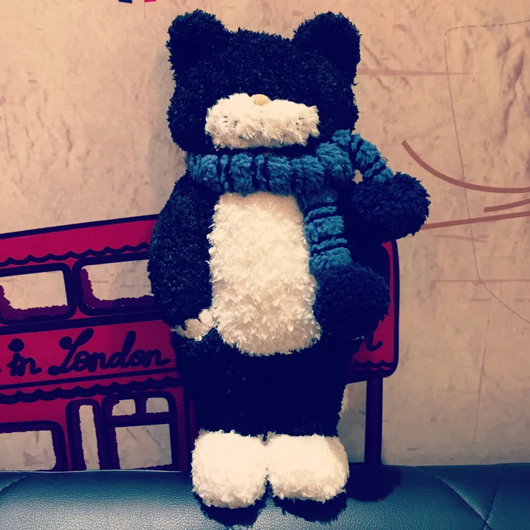 

50/40 см крутая плюшевая подушка в виде черной кошки, игрушки, детская кукла, шарф и имитация кармана, спокойная кукла, подарки на день Святого Валентина