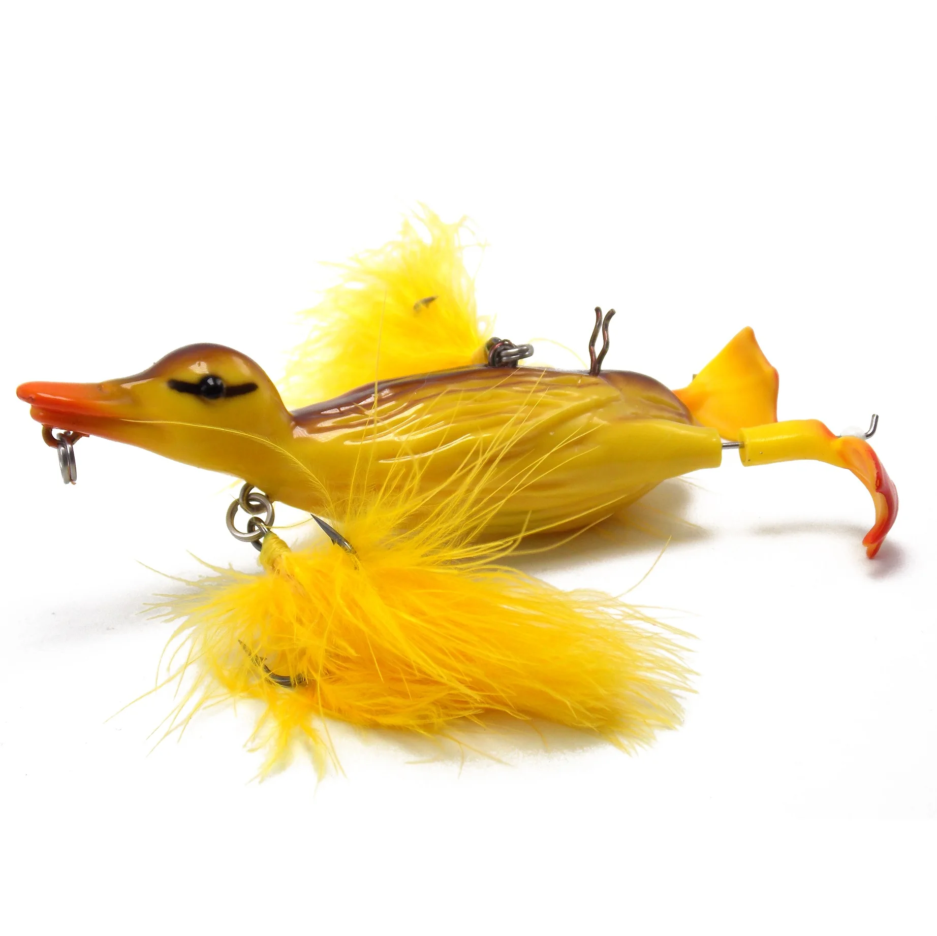 1oz Topwater Orange Duck Hard Fishing Lures with Rotating Flippers 1PK