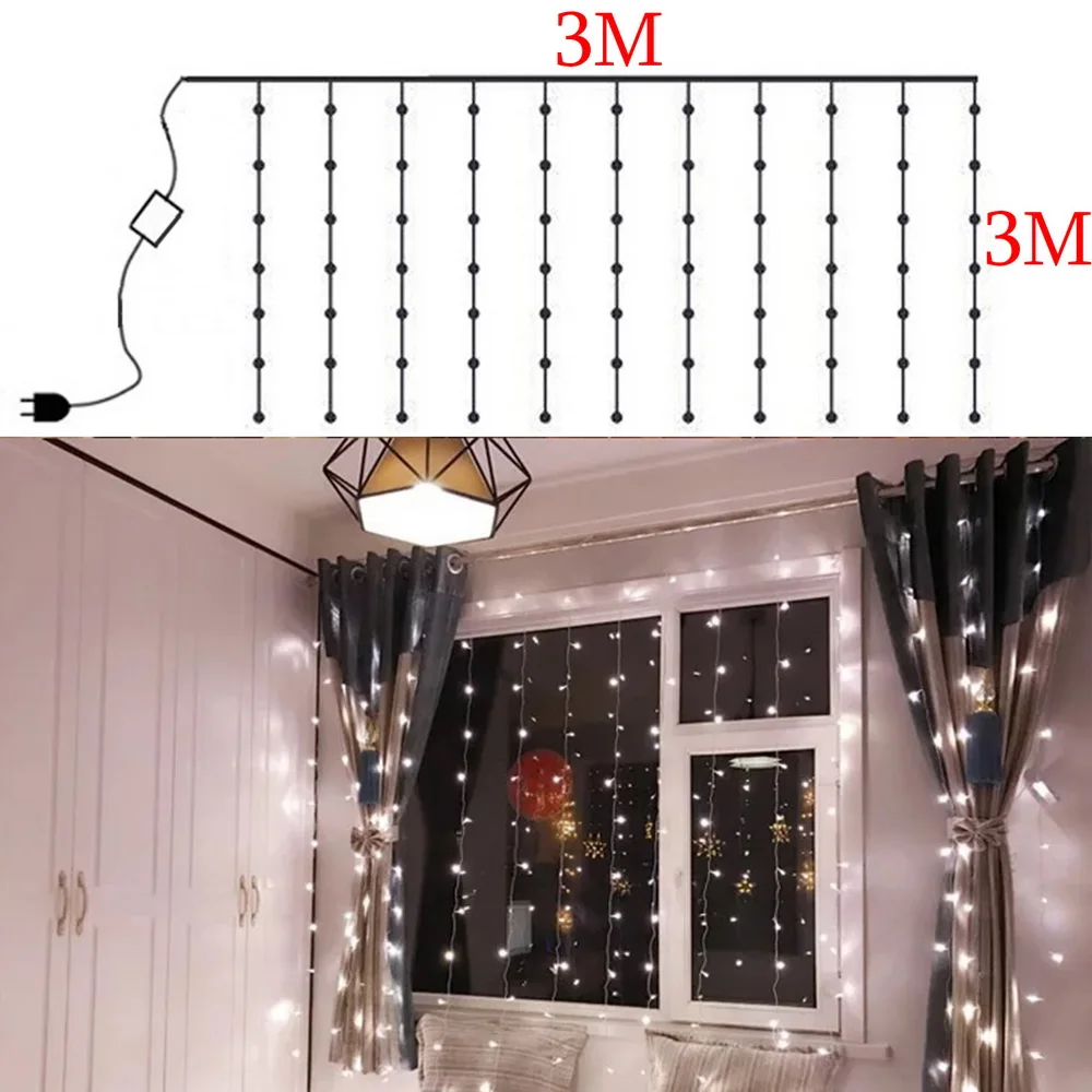 

String Light Romantic Christmas Wedding Decoration Outdoor Curtain Remote Control For The Coffee Store Bedroom Decor