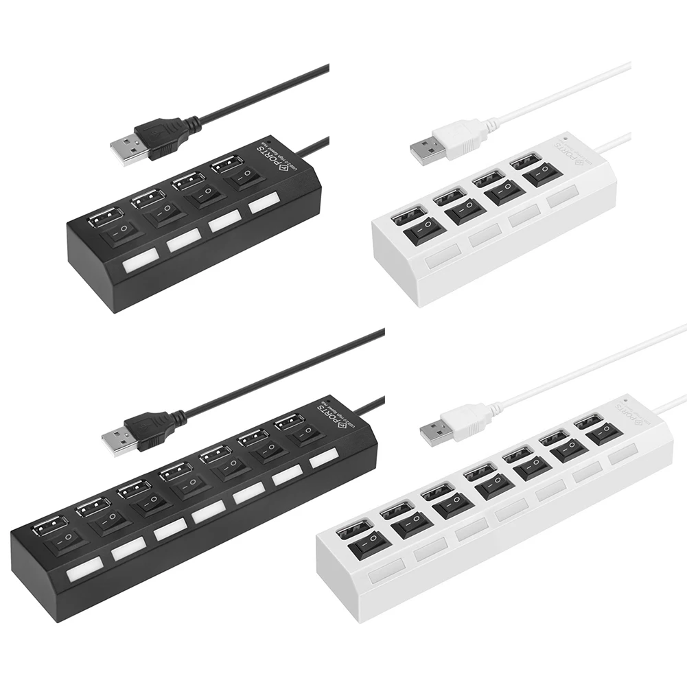 Hub USB 480Mbps de alta velocidad Multi USB 2,0 divisor adaptador de potencia 4/7 Puerto expansor divisor USB múltiple para tableta del teléfono de PC