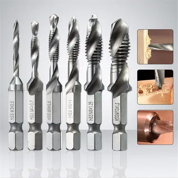 

6pcs/set Hand Tap Drill Hex Shank HSS Screw Spiral Point Thread Metric Plug Drill Bits M3 M4 M5 M6 M8 M10 Hand Tools