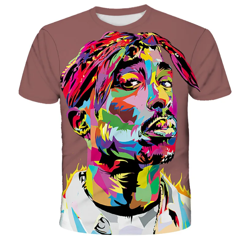 Футболка в стиле хип-хоп для мужчин, новинка, брендовая модная футболка с 3d принтом rapper Tupac 2Pac, летние топы, футболки, тонкая футболка, плюс размер 4XL 5XL - Цвет: T5111A-TX760