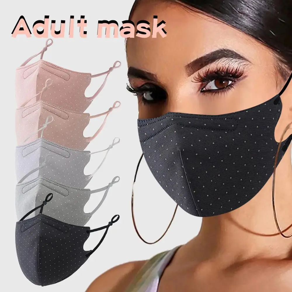 

1pc Mouth Mask For Adult Mask Fashion Dot Printing Washable And Reusable Mask Dustproof Windproof Breathable Face Mask
