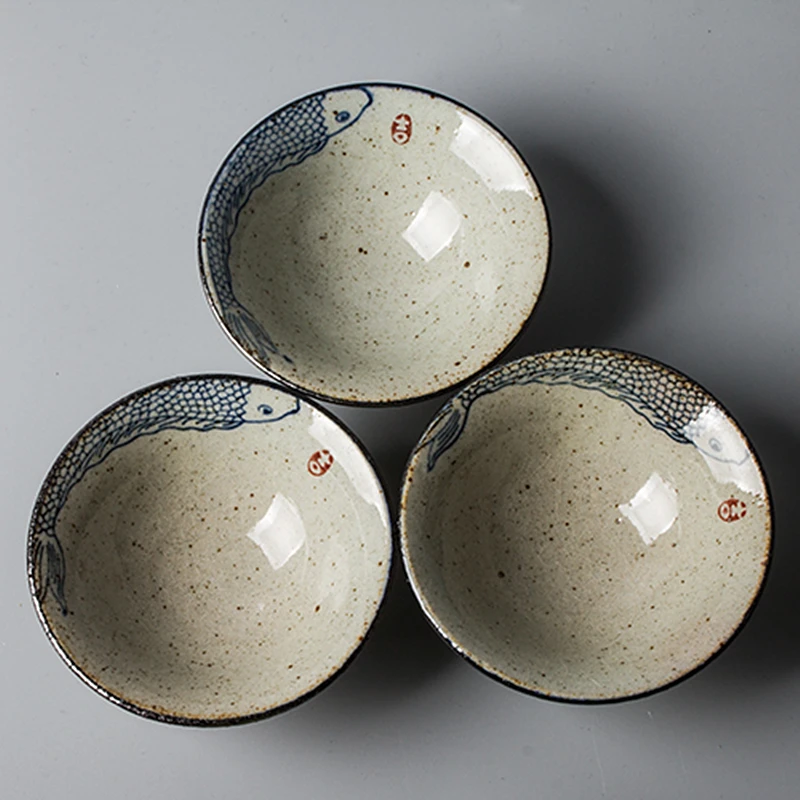 Japanese Fish Pottery Tea Cup Set 70ml For Tea Ceremony