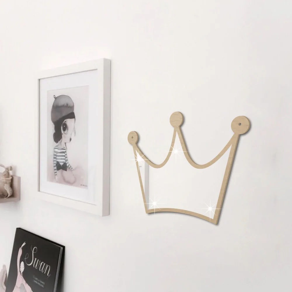 Ins Decorative Mirror Wall Stickers Acrylic Decoracion Habitacion Children Cartoon Crown Personalized | Дом и сад