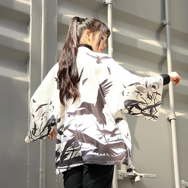 Japanese Kimono Women Yukata Chinese Kimono Cosplay Geisha Haori Obi Japanese Streetwear Clothing Harajuku Shirt