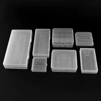 

Soshine 7 Different Transparent Hard Plastic Battery Storage Boxes with A Hook for 18650 26650 AA AAA Battery
