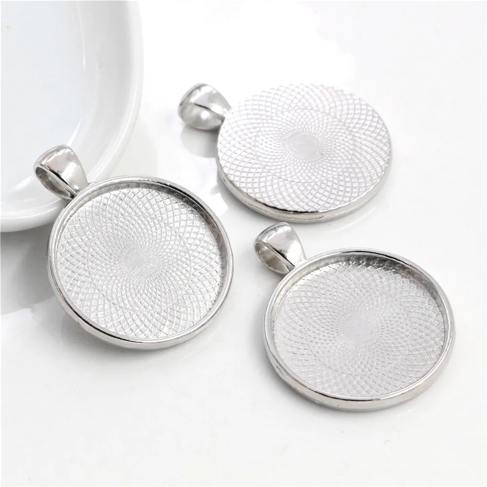 Di Nuovo Modo 10Pcs 25 Millimetri Formato Interno Rhodium Placcato Stile Classico Cabochon Regolazione Della Base Pendenti E Ciondoli Del Pendente (A3