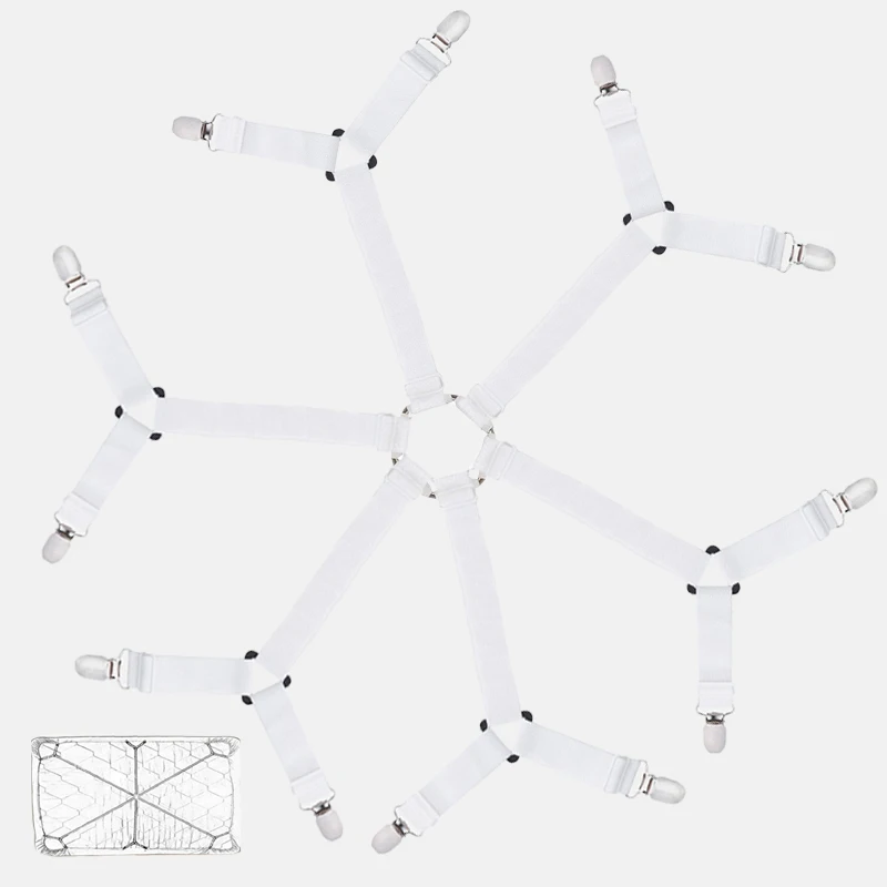  Adjustable Elastic Linen Fasteners Way Sides Suspenders Sheet Holders Bed Clips Grippers Mattress S
