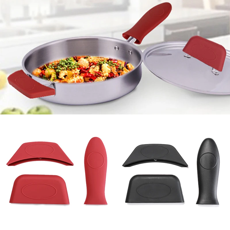 1pc Heat Resistant Silicone Handle Cover For Pan, Cast Iron Skillet,  Non-slip Pot Grip Sleeve, Kitchen Cookware Utensils Anti-hot Handle Holder,  Thickened Material