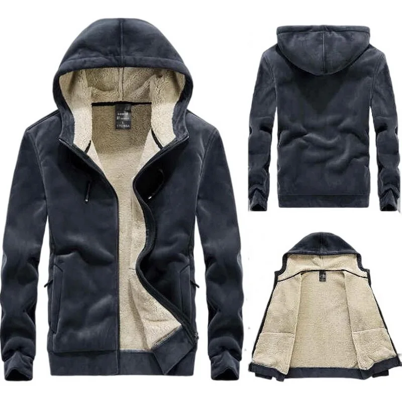 

Warm Winter Cashmere Hoodie Coat Winter Fleece Hoodie Sweatshirt Mens Thick Warm Coat Hoodie Silver Fox Jacket M-8XL