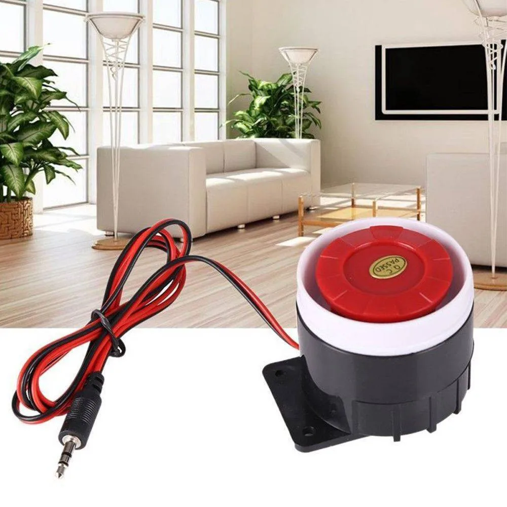 1 Uds DC 12V alto cable Mini cubierta accesorio de cuerno de sirena de seguridad para el hogar sistema de alarma sonora 120dB Piezo zumbador altavoz Anti-robo