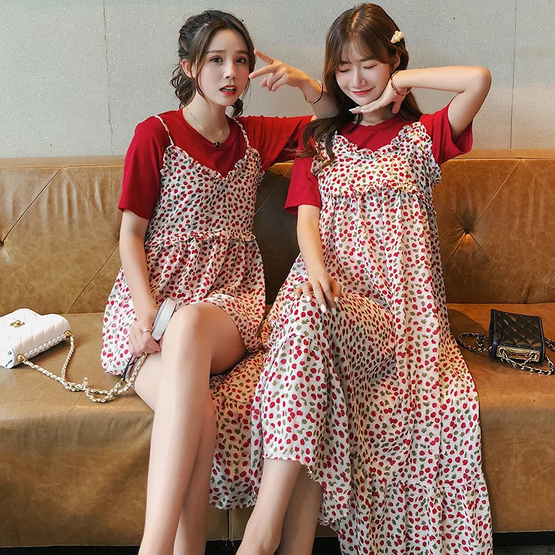 

Pregnant Women Summer Wear Dress Strapped Dress Best Friend-Top Shirt with Narrow Straps Abdominal Support Shorts Pregnant Women