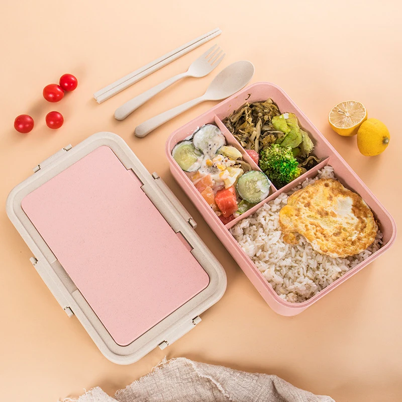 

1pc Bento Lunch Box Japanese Style with Cutlery for Kids with 3 Compartments Snack Sandwich Food Box