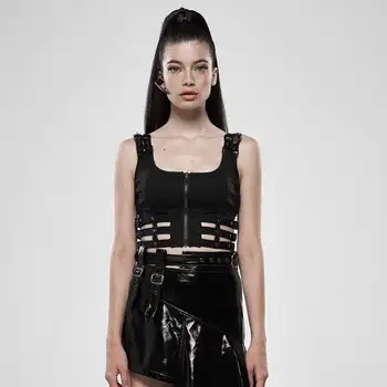 

Punk Rave Women's Goth Cutout Buckle Zipper Fly Vests Waistcoats WT-597BXF