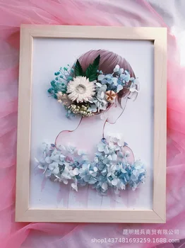 

material bag dry flower stereo photo frame DIY material bag wall decoration dry flower photo frame table candle making