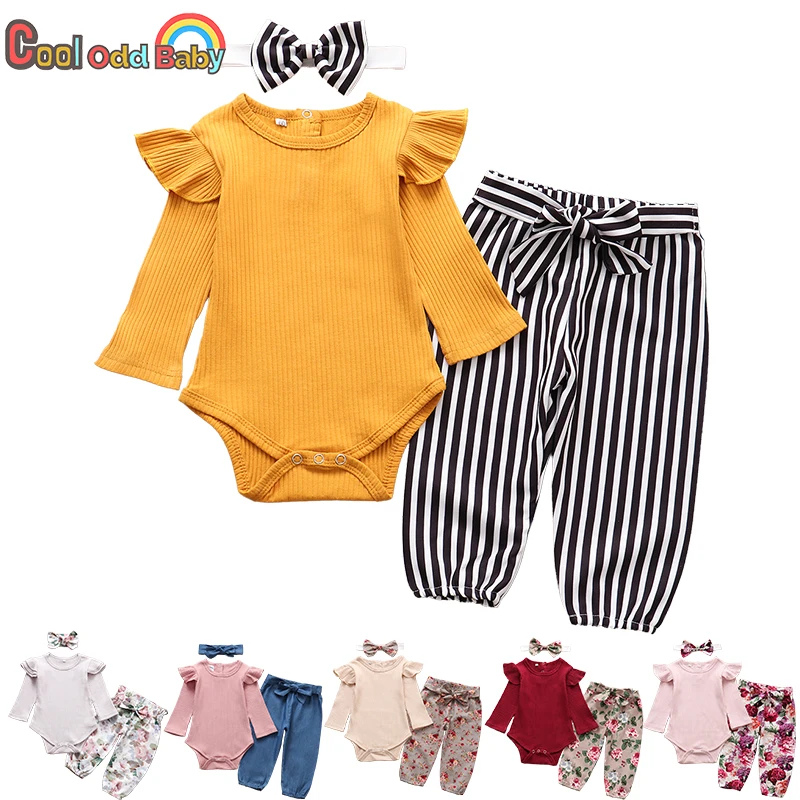 Discount Outfits Pants Headband Romper Infant Clothing Long-Sleeve Newborn Baby-Girl Autumn Fashion EN1O8g1ek