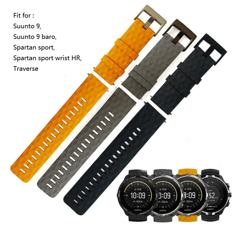 24 мм силиконовый ремешок для часов Suunto9 Spartan Sport HR Watch Band Suunto 9 Baro Quick Release Strap Rubber