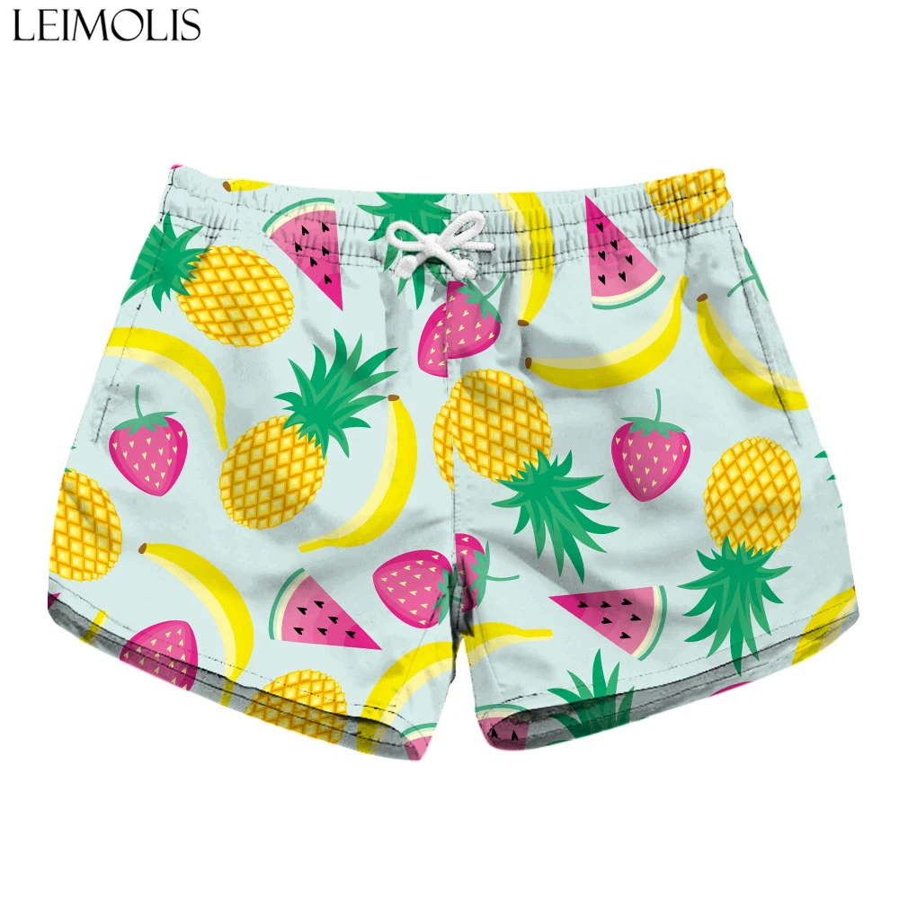 LEIMOLIS Cartoon Unicornl Rainbow Fruit Flower Flamingo Print Summer Sexy Casual Bohemian Streetwear High Waist Shorts Women