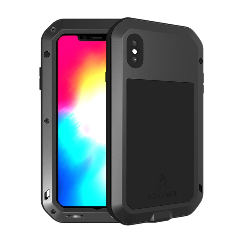 

LoveMei Case for iPhone XS Max Aluminum Metal Shockproof Dust/Dirt Proof Heavy Duty Armor Cover with Tempered Glass